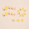 Acrylic Press on Nails Short Round Fake Nails with Lemon Designs Cute Nails Press ons Glossy Glue on Nails Artificial False Nails Yellow Full Cover Stick on Nails for Women 24Pcs