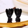 QINJIEJIE Black Obsidian Angel Crystals Healing Pocket Guardian Angel Decor Polished Healing Crystal Gemstone Carved Statue Peace Angel Figurine Spiritual Gift Meditation Protect for Angel Lover