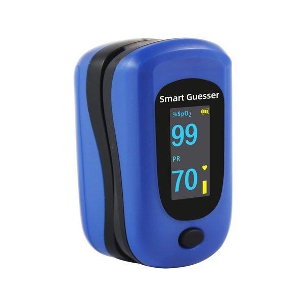 Smart Guesser Pulse Oximeter Fingertip Blood Oxygen Saturation Monitor, Heart Rate/Spo2 Oximeter With OLED Screen, AAA Batteries, Lanyard And Protection Bag, Blue