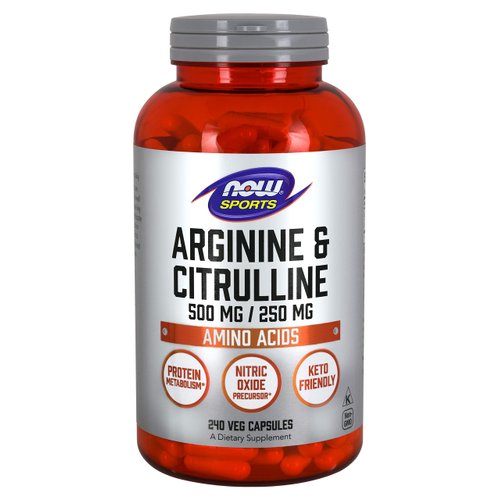 NOW Foods - Arginine 500mg & Citrulline 250mg Amino Acids - 240 Vegetable Capsule(s)