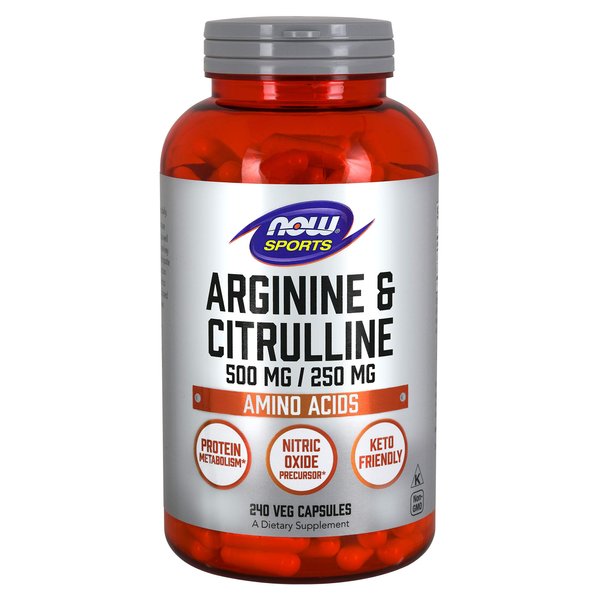 NOW Foods - Arginine 500mg & Citrulline 250mg Amino Acids - 240 Vegetable Capsule(s)