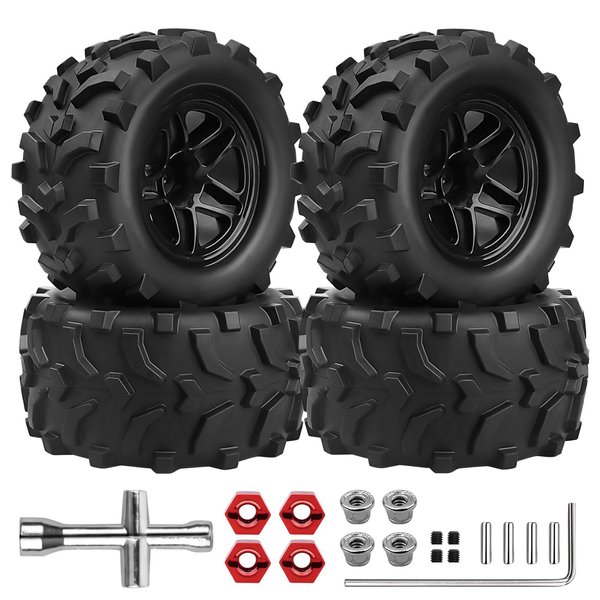 Hobbypark Pre-Glued RC Monster Truck Tires and Wheels for Arrma Granite Voltage MEGA 2WD 4X4 V3 3S BLX Brushless 1/10 Big Rock,Set of 4…
