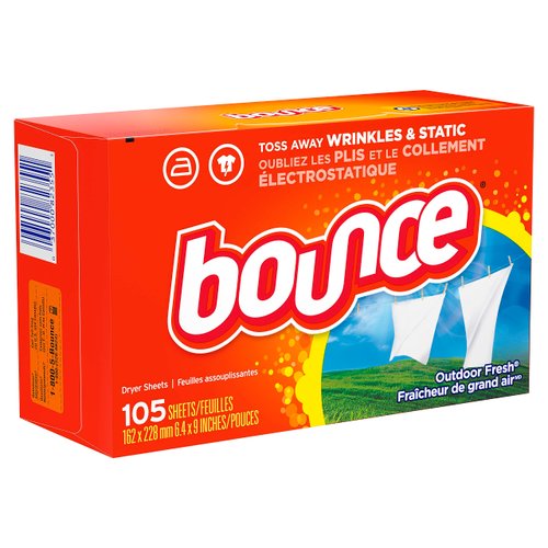 Bounce Dryer Sheets, 105 Sheets, Outdoor Fresh Scent Fabric Softener Sheets, Reduces Static, Softens and Fights Wrinkles