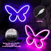Riakrum 2 Pcs Butterfly Neon Signs Butterfly LED Light 3AA Battery Powered, USB Operated Wall Neon Light Decor Butterfly Neon Wall Art for Home Bedroom Wedding Birthday Party Decor(Pink, Blue)