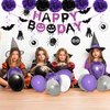 Halloween Birthday Party Decorations Balloon Banner Paper Pompom Cake Topper Hanging Swirl for Halloween Happy Boo Day Party Supplies