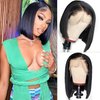 CUMASE Bob Wig Human Hair 13x4 HD Lace Frontal Wigs Human Hair Pre Plucked with Baby Hair 180 Density Short Straight Bob Lace Front Wigs Human Hair for Women 10 Inch