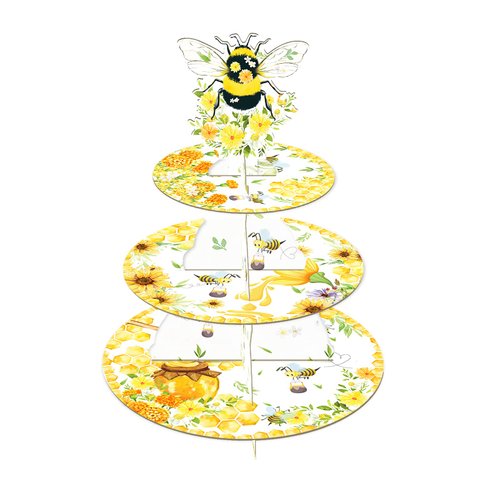 CC HOME Bee Party Supplies Cupcake Stand 3 Tier Bee Party Cake Stand for Kids Birthday Party Decorations Bee Theme Party Baby Shower Birthday Party Supplies