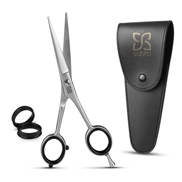 Hair Cutting Scissors Premium Professional High Carbon Stainless Steel, Razor Edge Blades, Fine Adjustment for Salons, Barbers, Men, Women, Kids, and Pets by SIZZO (6 Inches)