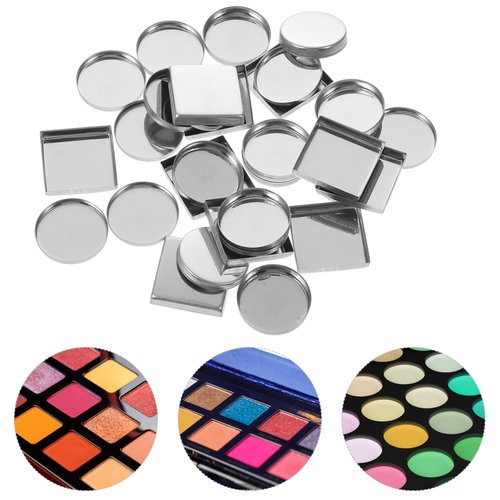 Beatifufu 30pcs Aluminum Plate Empty Square Metal Pan Square Empty Metal Pan Empty Eyeshadow Tins Eyeshadow Pan Mini Paint Palette Empty Pan for Cosmetic Palette Lipstick Stainless Steel