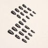 24PCS Black Full Cover Reusable Glossy False Nails Kits, Press on Nails Pointed Medium Length with Gold Lightning Designs Artificial Fingernails Acrylic Fake Nails for Women Glue on Nails Almond Shape