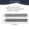 Pacifier Clip Leash Soothie Holder Unisex Plaid Button for boy （2 Pack）