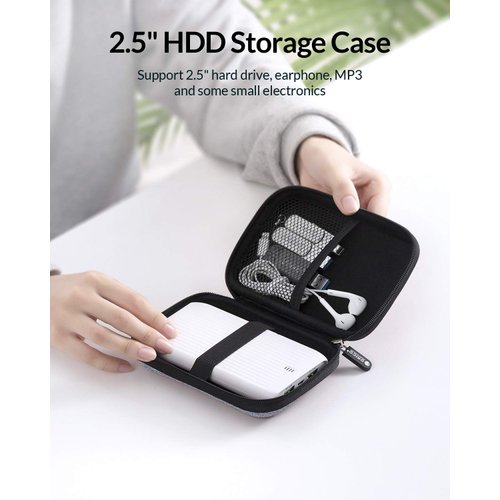 ORICO Hard Drive Case 2.5 inch External Drive Storage Carrying Bag Waterproof Shockproof with Inner Size 5.5x3.5x1.0inch for Organizing HDD and Electronic Accessories,Grey(PHD-25)