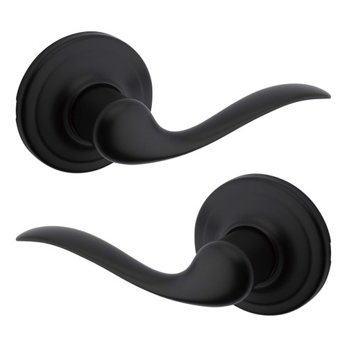 Kwikset Tustin Interior Passage Door Handle, Lever For Closet and Hallway Doors, Reversible Non-Locking Handle Lever, Matte Black, with Microban Protection