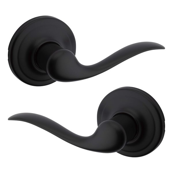 Kwikset Tustin Interior Passage Door Handle, Lever For Closet and Hallway Doors, Reversible Non-Locking Handle Lever, Matte Black, with Microban Protection