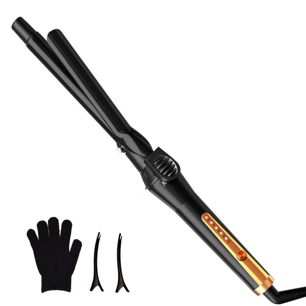 MAXT Curling Irons 3/4 Inch Waver Curling Wand Ceramic Tourmaline Hair Curler Dual Voltage Curlers Long Lasting Curls & Waves Hair Wand with 5 Heat Settings Glove Clips Include