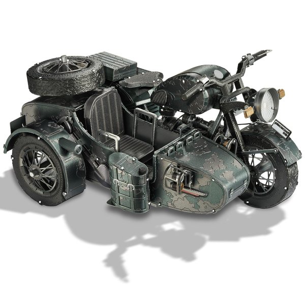 Piececool 3D Puzzles for Adults, Motorcycle with Sidecar Metal Model Building Kits for Family Time, Side Car DIY Assembling Arts and Crafts Best Birthday Gifts