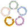 HINZIC 15Pcs Pearl Ice Silk Hair Scrunchies for Thick Hair Colorful Elastics Hair Tie Bracelets Stretchy Small Ponytail Holders for Women Girls Fine Hair