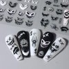 7 Sheets Halloween Skull Nail Art Stickers Scream Ghost Eyes Exquisite 5D Embossed Self-Adhesive Nail Decals Skeleton Clown Design Nail Supplies Spider Nail Art Accessories for Women DIY Decorations
