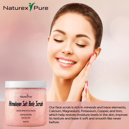 Naturex Pure Himalayan Salt Scrub - Mineral-Rich Exfoliating Body Scrub - Natural Body Exfoliator - Moisturizing Foot, Leg, Hand, Face, Body Salt Scrub - Brightening Shower Scrubs for Men and Women