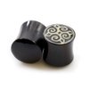 Pair of Ear Plugs Made of Organic Bone with Mandala Design