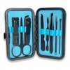 Generic Manicure and Pedicure Kit 8 in 1 Stainless Steel Fingernail & Toenail Clippers with Leather Travel Case, Professional Nail Care Kit for both Men and Women. Black and Turquoise Blue.