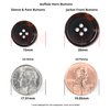 ButtonMode Buffalo Horn Suit Buttons 16pc Set has 4 Buttons Measuring 20mm (3/4 Inch) for Jacket Front, 12 Buttons Measuring 15mm (5/8 Inch) for Jacket Sleeves and Pants, Brown Horn, 16-Buttons