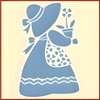 Sunbonnet Sue 3 Stencil - 4" x 6.2" Children Kids Drawing Sidewalk Chalk Washable Plastic Fun Art DIY Template Reusable Laser Cut Mylar for Painting Home Decor DIY Crafts - The Artful Stencil
