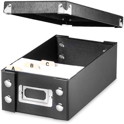 Snap-N-Store Index Card Holder Storage Box - Collapsible Organizer Box fits 1100 Flash Cards - Business, Recipe, or Note Card - 3 x 5, 1 Pack, Black