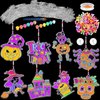 32 Sets Valentine's Day Glow in The Dark Suncatcher Ornaments DIY Window Paint Art Craft Kit, Include Love Heart Flowers Cupid Cake for Valentine's Day Party Art Activity(Scary)