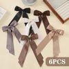 6 PCS Hair Bows for Women, Hair Ribbon Bow Hair Clips, Silky Satin Hair Bows, Slide Metal Clips Hair Bow with Long Tail, Hair Bow Barrettes Clips for Girls, Valentines Birthday Gift