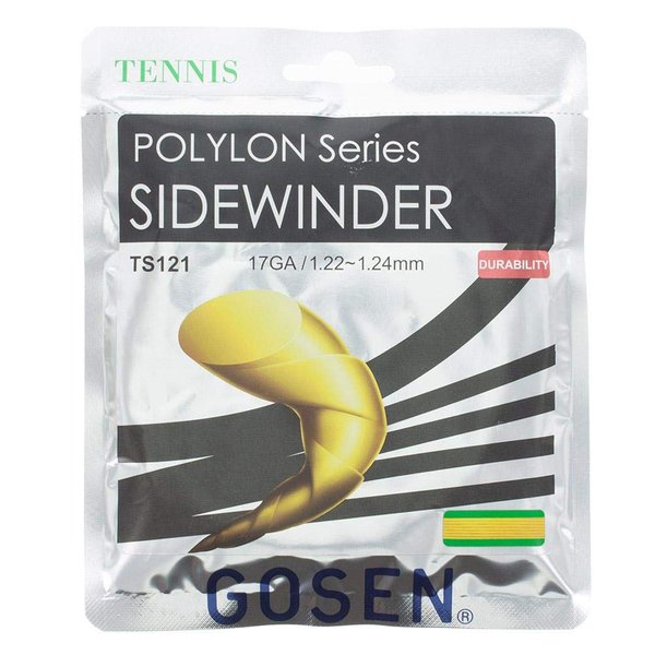GOSEN Sidewinder, 17 Yellow 40' Soft Feeling and Spin, Polyester Tennis String