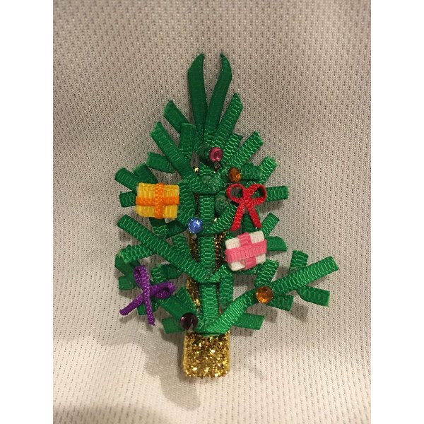 Christmas Tree Hair Clip, Christmas Hair Clip, Ribbon Sculpture, Girls Hair Accessory
