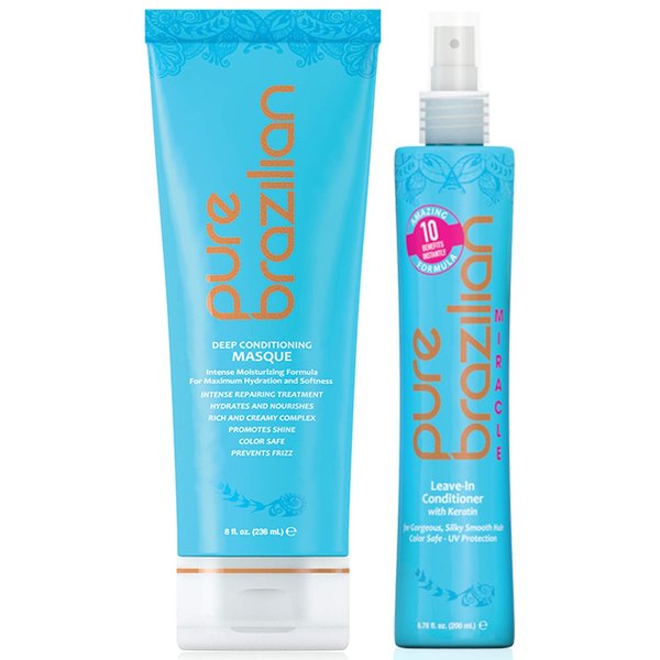 PURE BRAZILIAN Deep Conditioning Set - Nourishing Hair Treatment Bundle with Deep Conditioning Mask (8oz) & Leave In Conditioner - Ideal for Restoring Hair Health and Shine, (6.78 Oz)