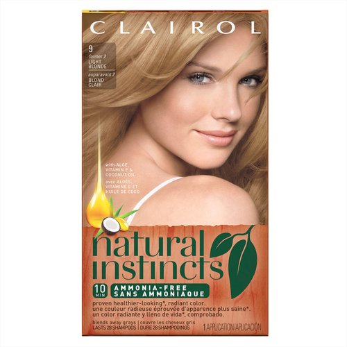 Clairol Natural Instincts, 9 / 2 Sahara Light Blonde, Semi-Permanent Hair Color, 1 Kit