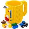 TOYAMBA Build-on Brick Mug with 3 Packs of Building Blocks Compatible with Major Brands, BPA-Free Plastic Funny Coffee Mug for Men/Women, Funny Cups for Kids 16OZ (Yellow)