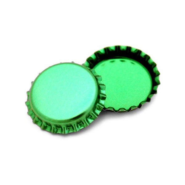 100 Green Metallic Bottle Caps Shiny Colors Craft Linerless