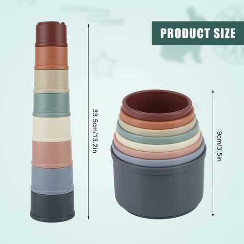 TOYMIS 8pcs Rabbit Stacking Cups, Multicolored Stack Up Bunny Cups Reusable Bunny Toys for Rabbits Stacking Cups Food Dispenser for Rabbits