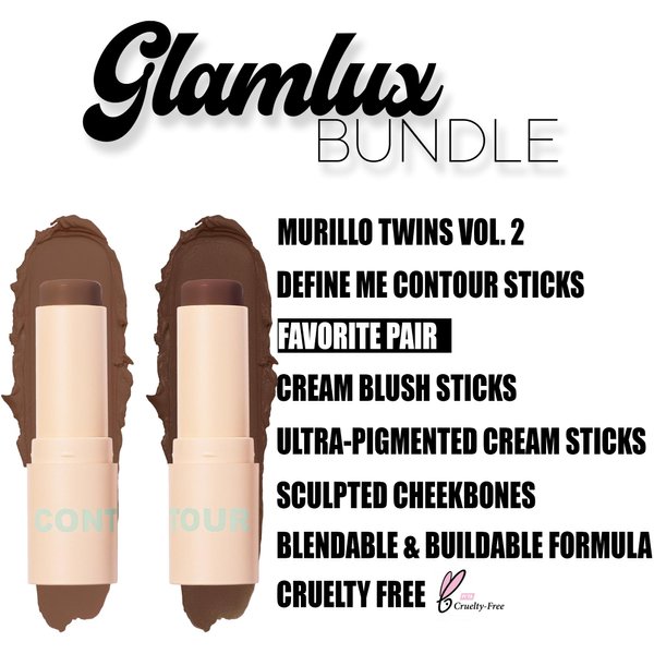 Glam Lux Beauty Bundle Beauty Creations X Murillo Twins Vol.2 Define Me Contour Sticks Ultra Pigmented Cream Contour Sculpted Cheekbones Buildable & Pink Collagen Lip Mask