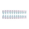RUOKEXIN Nail Press ons Almond Press on Nails Medium Fake Nails Blue Ombre Acrylic False Nails with Silver Ripple Line Designs Glitter Artificial Nails Spring Glossy Stick on Nails for Women 24Pcs