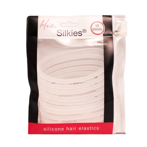 Mia Silkies, Silicone Hair Elastics Rubber Bands Last 10 Times Longer, Translucent Clear, for Women, Girls, Sports, Wet Hair 10pcs