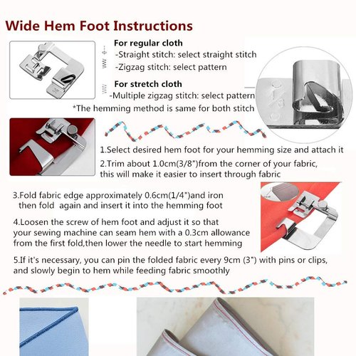 Windman Sewing Hemming Set Includes 3Pcs Wide Hem Foot,3Pcs Narrow Rolled Hem Presser Feet,Bias Tape Binder Foot and Adjustable Guide Presser Foot for Brother Singer Janome Low Shank Sewing Machine