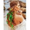 GENBREE Boho Feather Headbands Green Indian Headband Hippie Feather Headdress Adjustable Long Feather Hair Accessories for Women