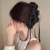 Bow Hair Claw Clips with Long Tail, Tassel Ribbon Hair Claw Clips Bow-knot Hair Clips for Women,3 Pcs