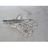 Small silver flower leaf hair barrette alligator clip bridal clip bridal