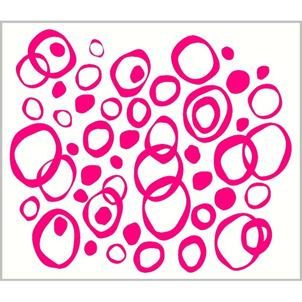 Funky Circles Rings & Dots Wall Vinyl Sticker Decal 50 Pieces 6inch & Smaller Hot Pink