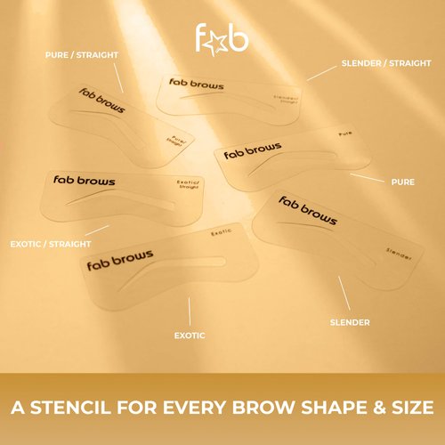 Fab Brows Duo Eyebrow Stencils | 6 Natural-Looking Brow Shapes | Easy Eyebrow Shaper Stencil | Fits All Faces & Sizes | Eyebrow Stencil Kit for Beginners & Professionals | Stencils Only, Cruelty-Free