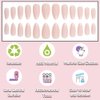 ANDGING Almond Press on Nails Pink Short Medium Fake Nails Glue on Nails with Glossy Design Women Oval False Nails with Glue Gel 24Pcs Acrylic Round Stick on Nail for Wedding Birthday DLK668A8