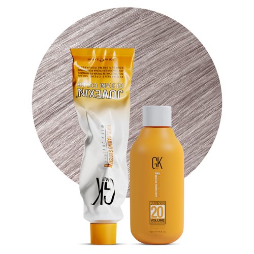 GK HAIR Global Keratin Pearl 10.12 Lightest Blonde Hair Color Cream Tube (3.4 Fl Oz/100ml) + 20 Volume Developer (5 Fl Oz/150ml) - Professional Permanent Long Lasting Toner Dye