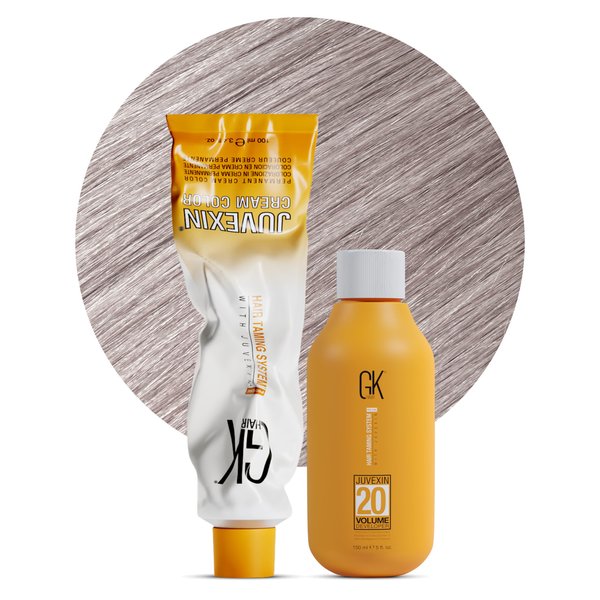 GK HAIR Global Keratin Pearl 10.12 Lightest Blonde Hair Color Cream Tube (3.4 Fl Oz/100ml) + 20 Volume Developer (5 Fl Oz/150ml) - Professional Permanent Long Lasting Toner Dye