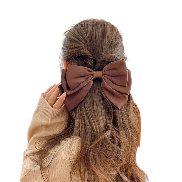 Big Bow Hair Clips for Women Girls Brown Bows for Hair Barrette Ribbon Bows for Adults Grosgrain Bowknot Hair Pins Sildes Womens Hair Accessories